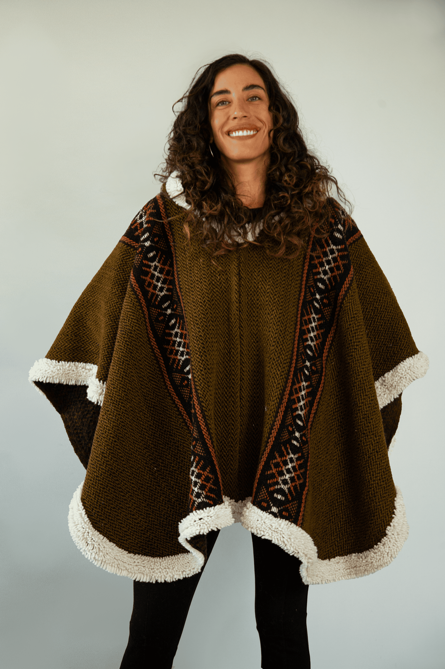 Dark-Green Artisan Poncho