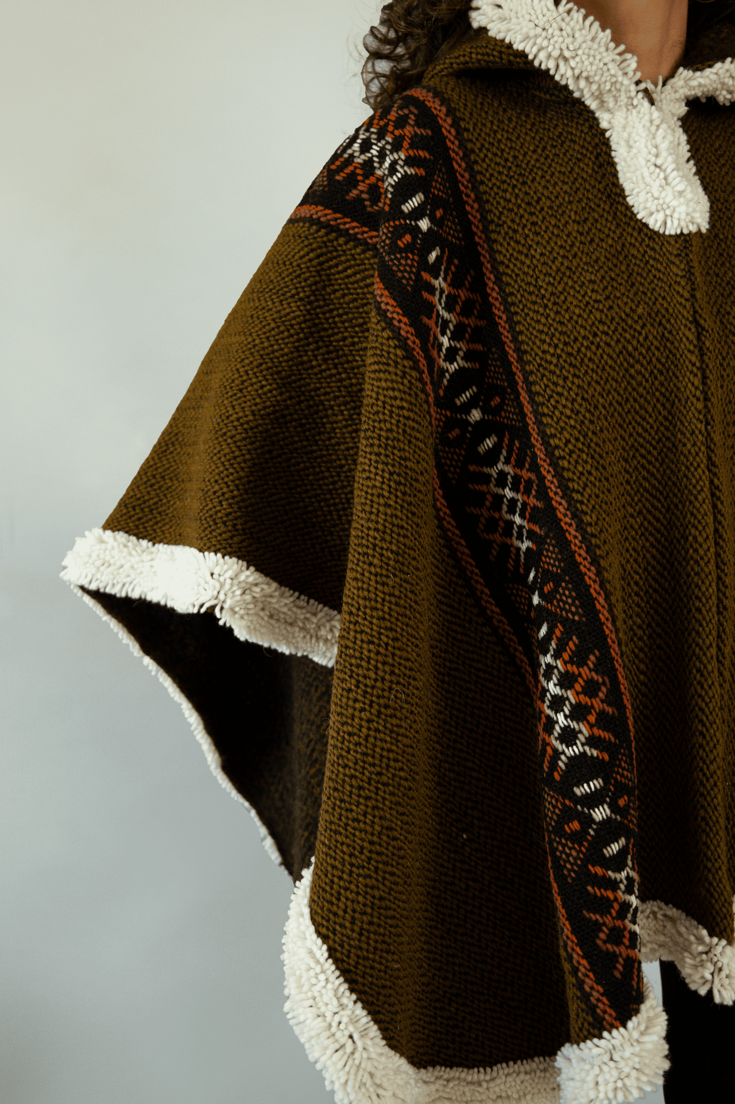 Dark-Green Artisan Poncho