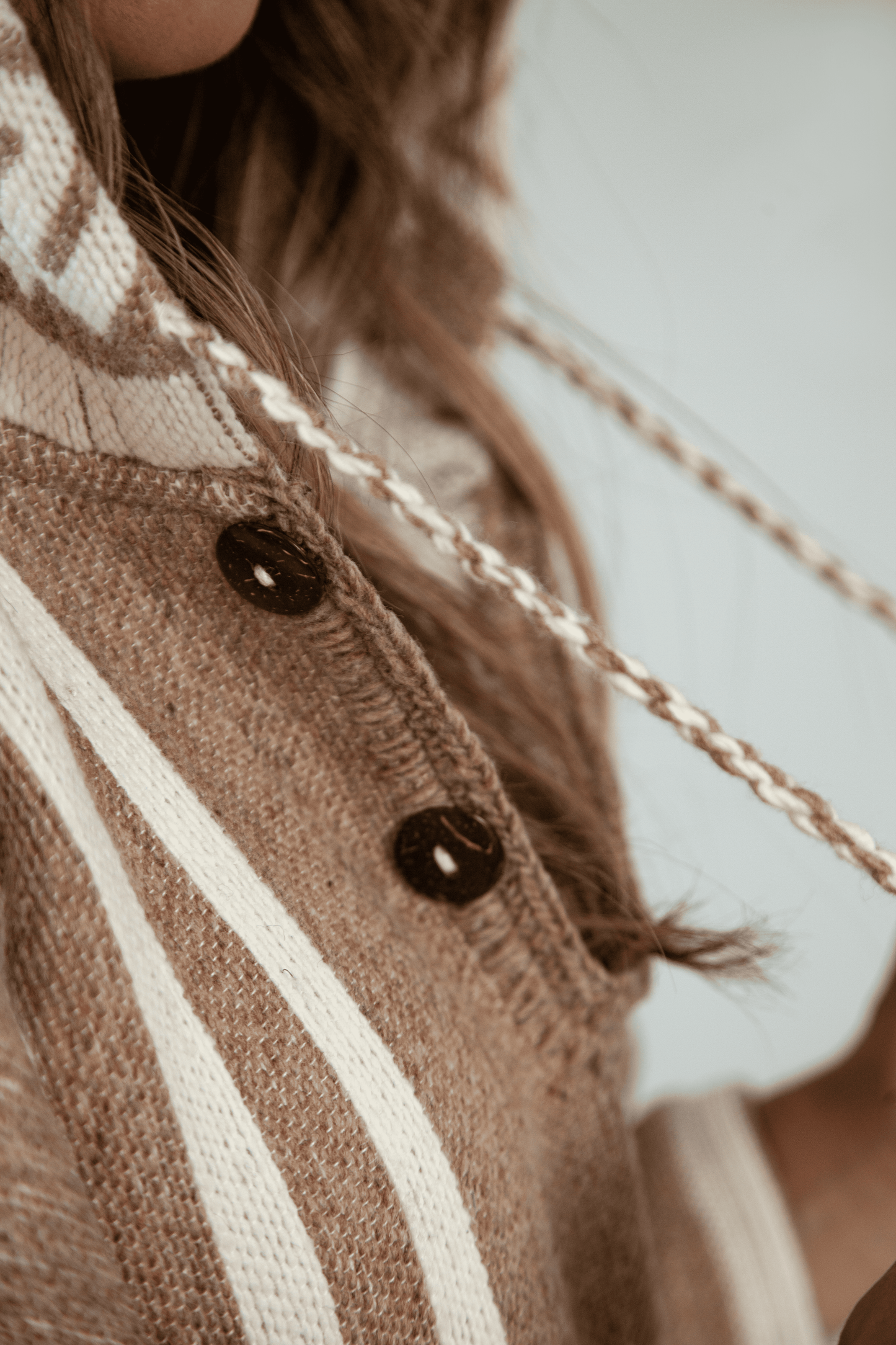 Brown-White Indie Poncho