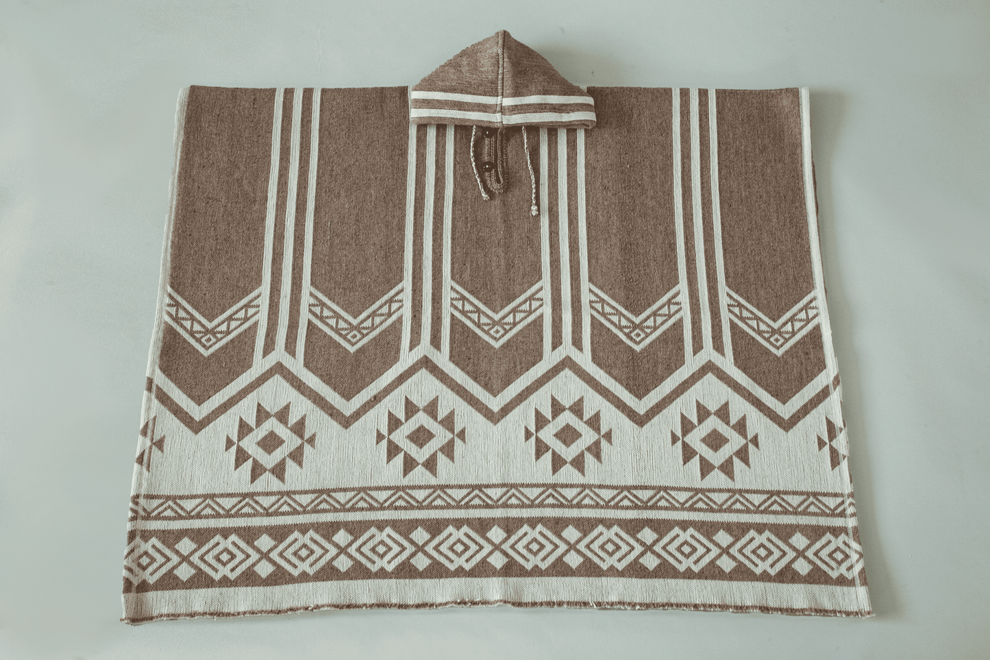 Brown-White Indie Poncho