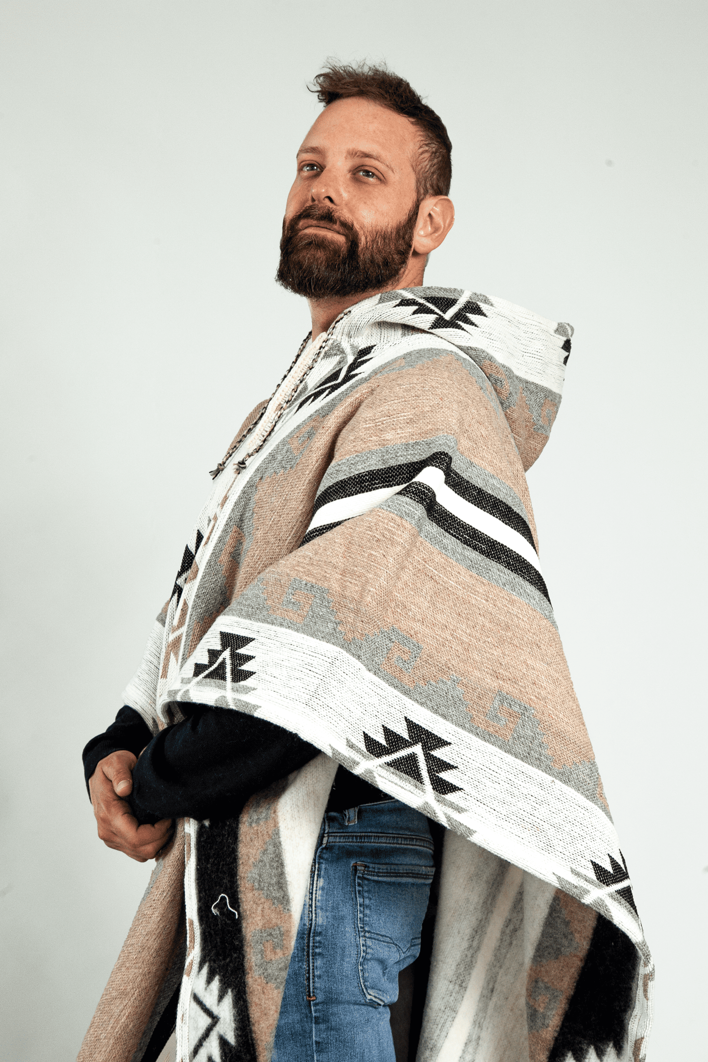 Boho Brown-Gray Poncho
