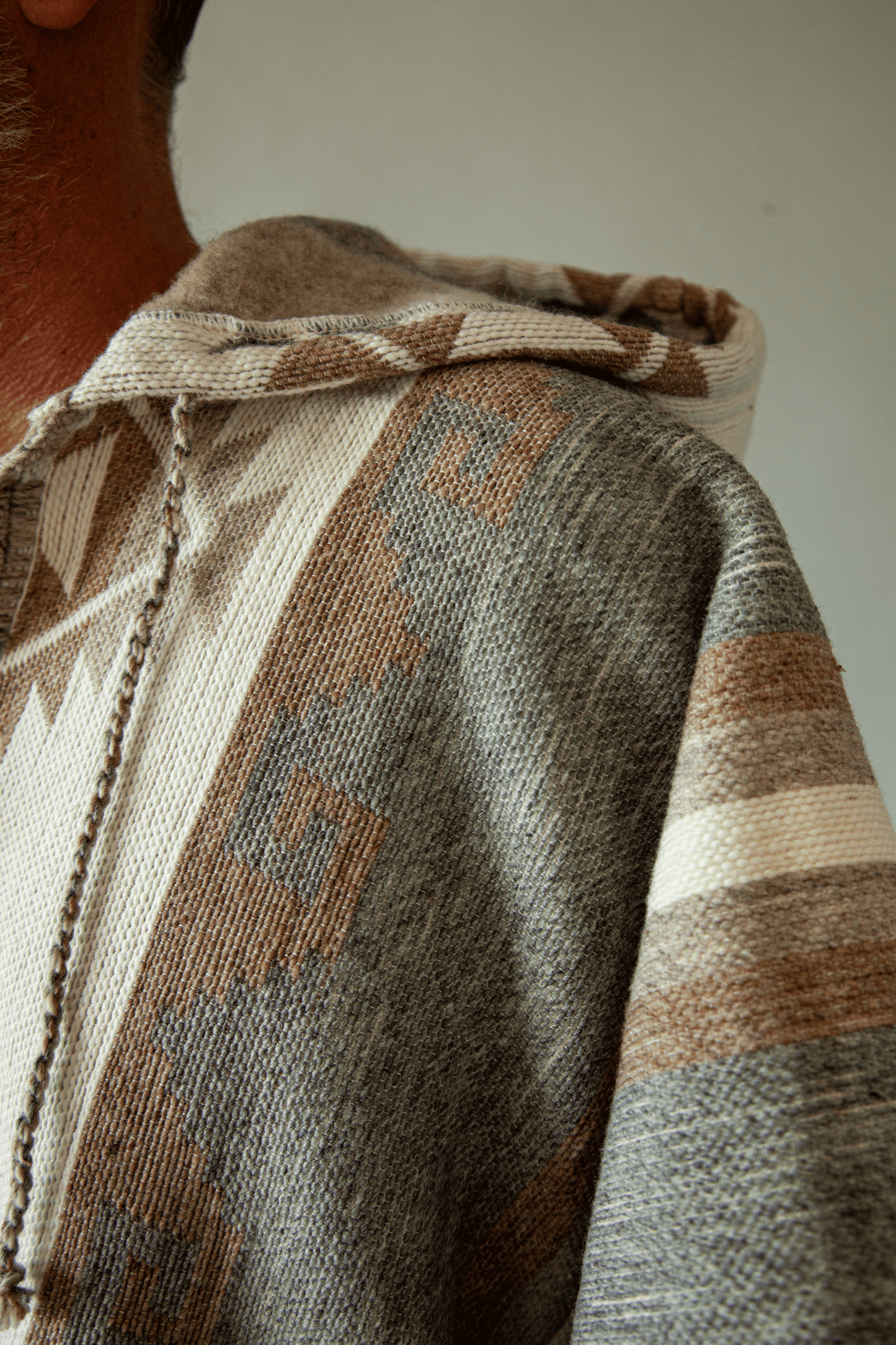 Boho White-Gray Poncho