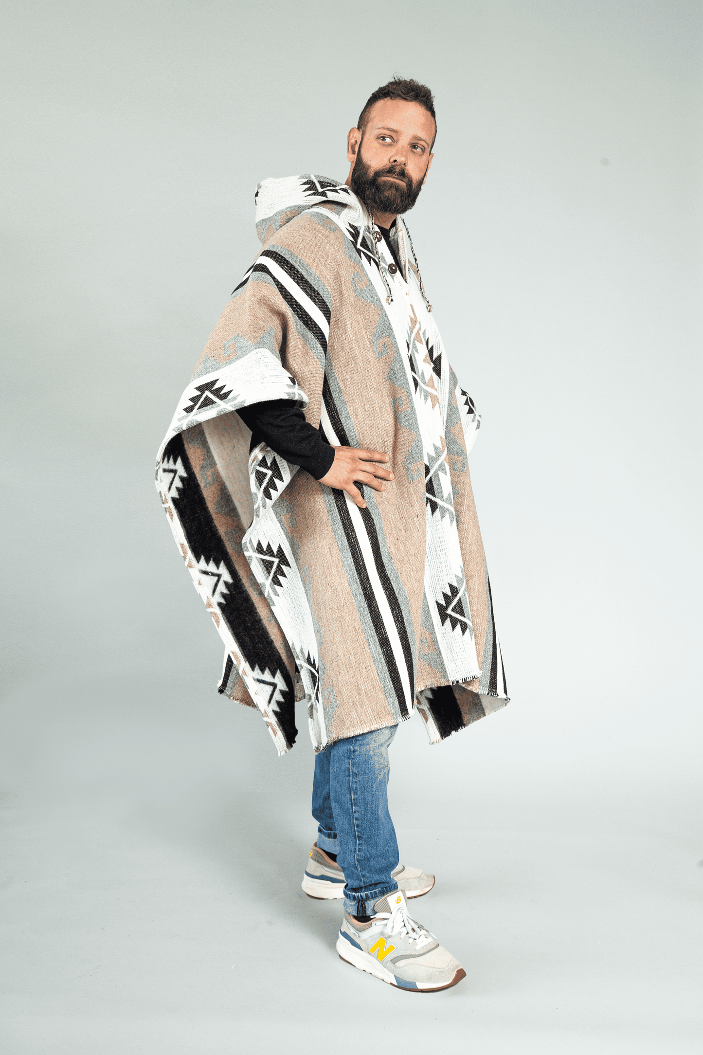 Boho Brown-Gray Poncho